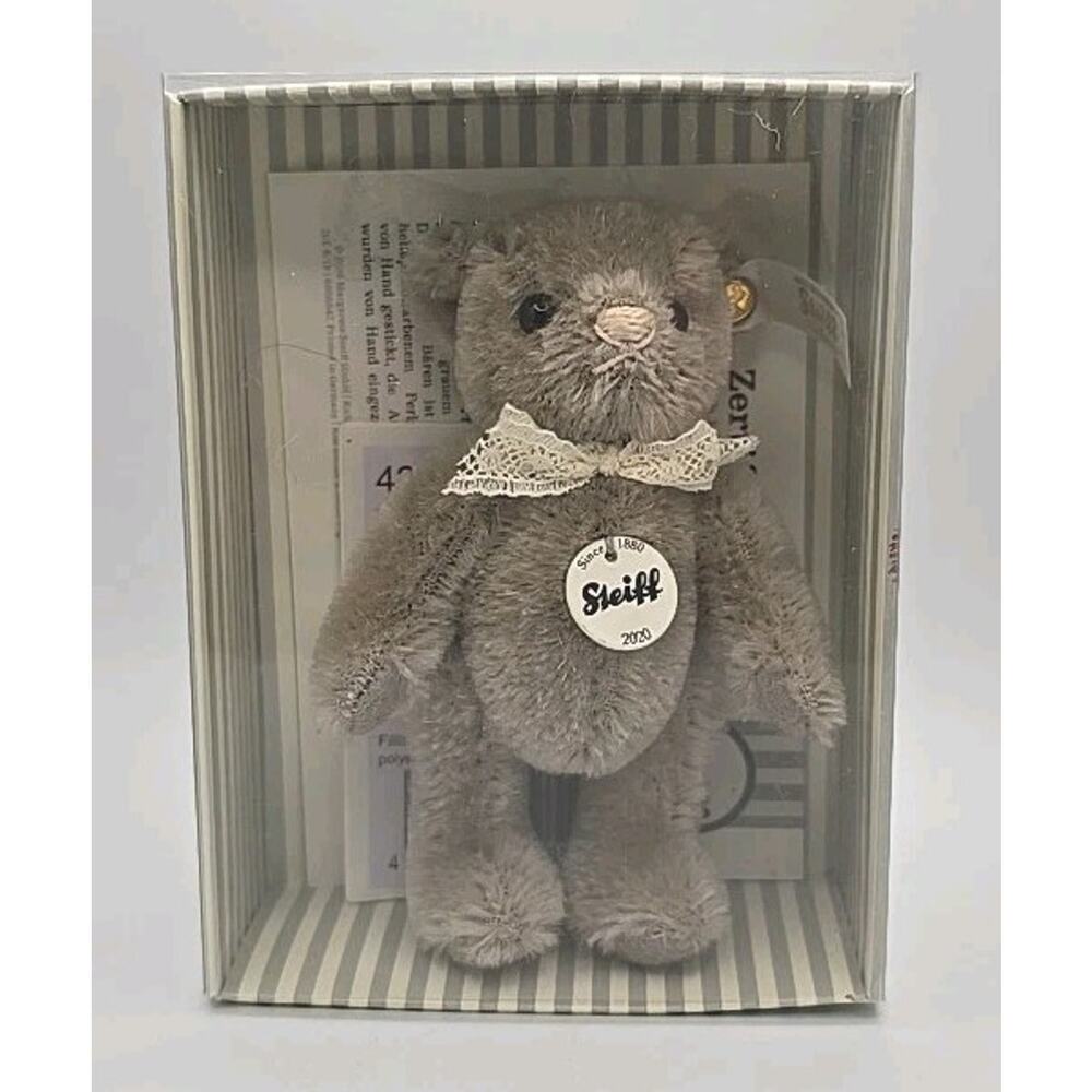 Steiff Club 2020 Teddy Bear Gray Mohair Plush Loyalty ID Button Tag COA U315/2